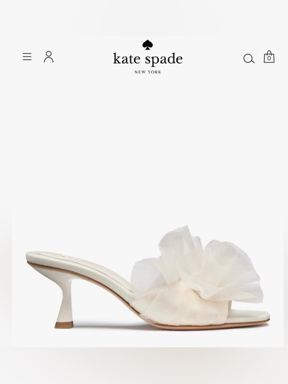 kate spade Cream Tulle Bow Mule Heels